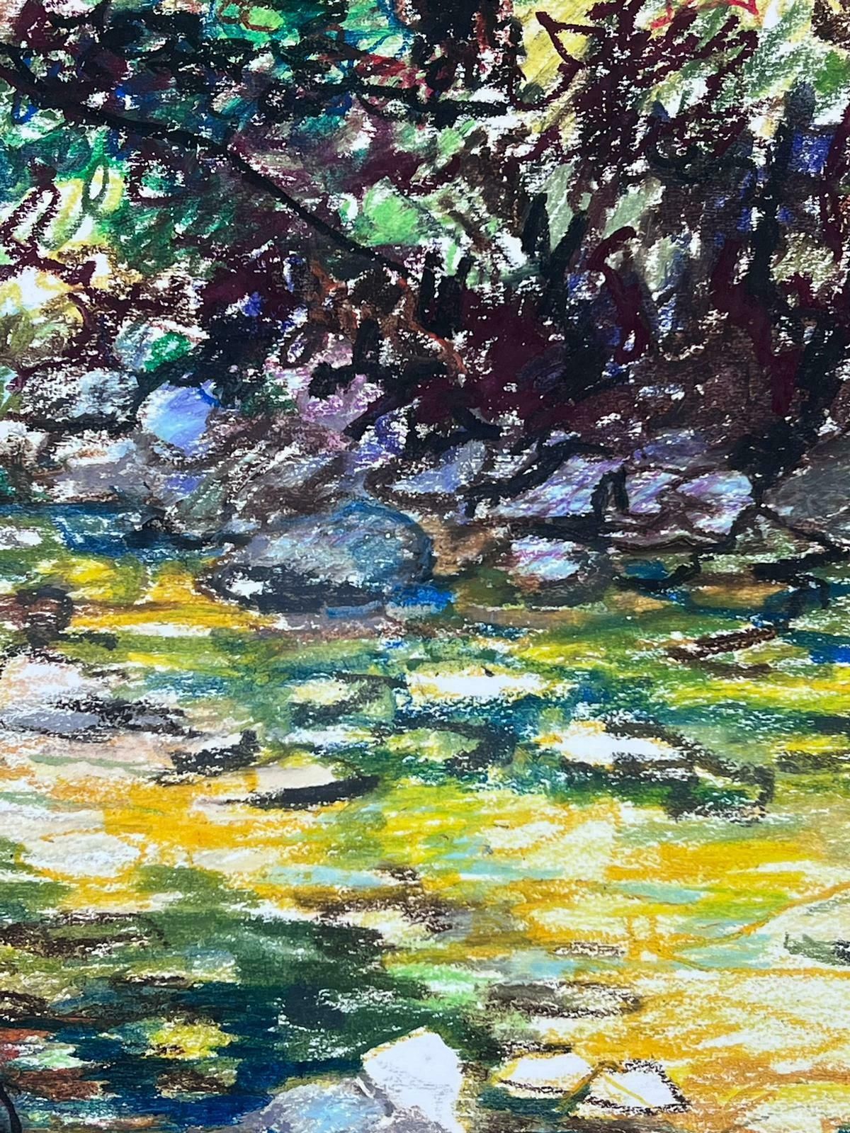 Josine Vignonmid Century French Original Pastel Painting A Summers Stream1950s photo for sale