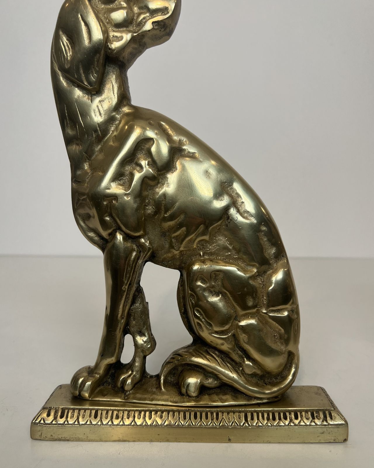 Pair Of Bronze Andirons Representing Dogs From The Art Deco Period photo vintage