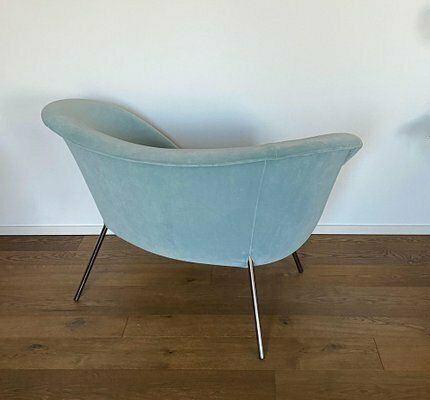 D.154.2 Armchair In Light Blue Suede Fabric By Gio Ponti, 2019 photo Furniture