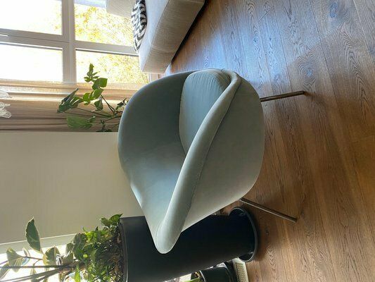 photo buy D.154.2 Armchair In Light Blue Suede Fabric By Gio Ponti, 2019