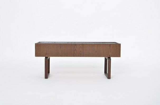 Mid Century Danish Teak Wooden Planter Box With Inlay Metal Tub, 1960s photo furniture