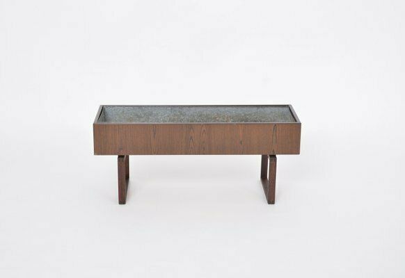 Mid Century Danish Teak Wooden Planter Box With Inlay Metal Tub, 1960s photo for sale