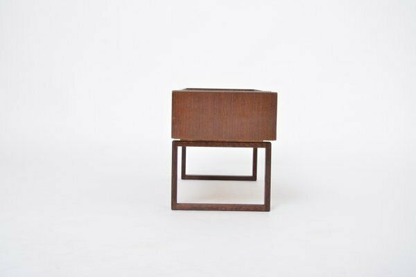photo furniture Mid Century Danish Teak Wooden Planter Box With Inlay Metal Tub, 1960s