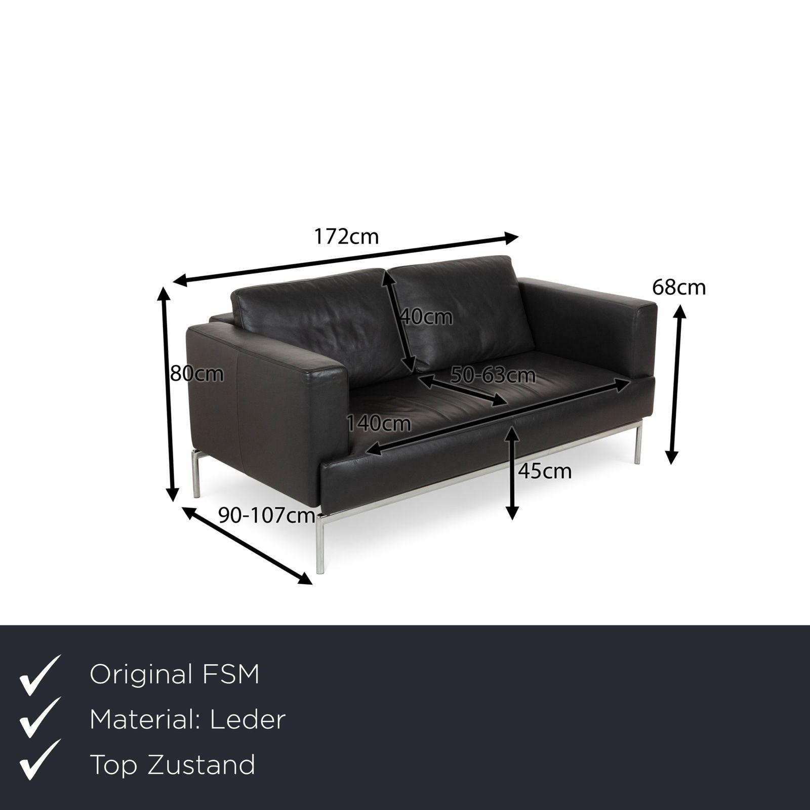 Fsm Easy Fsm Leather Three Seater Grey Manual Function Sofa photo furniture