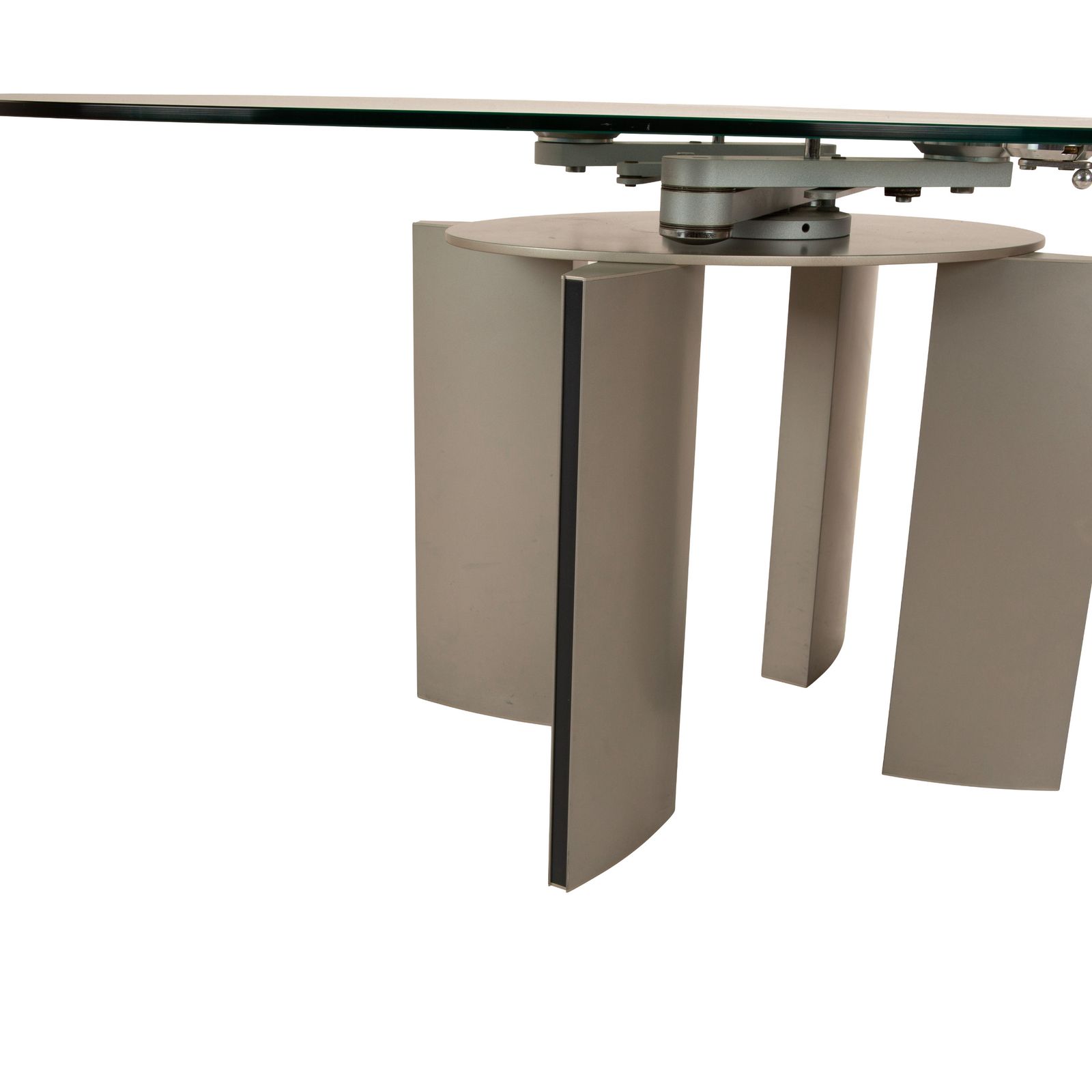 Ronald Schmitt K / G 750 / E Glazen Eettafel Zilver met Uitschuiffunctie photo vinterior