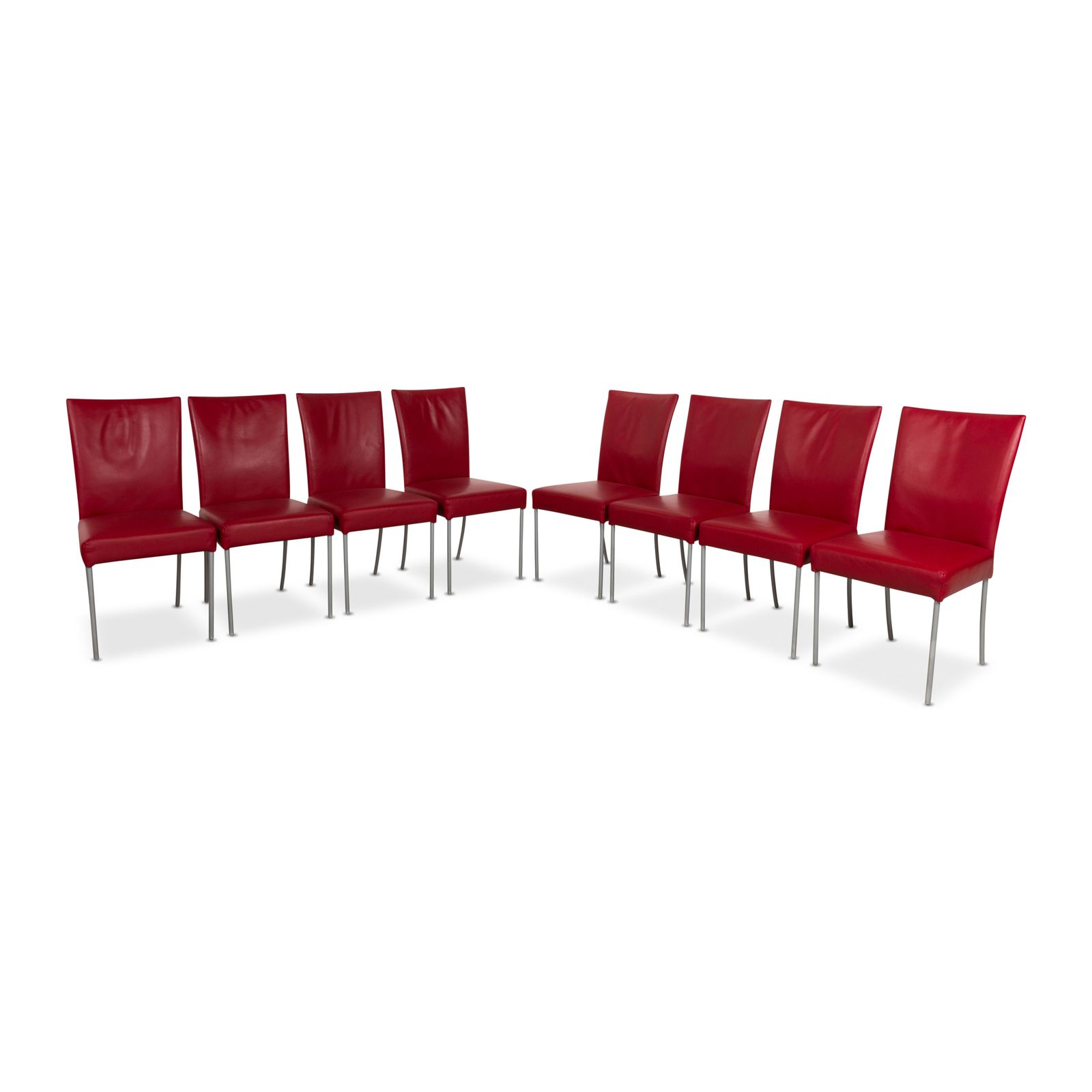 Set Van 8 Bert Plantagie Leren Stoelen – Rood – Eetkamer