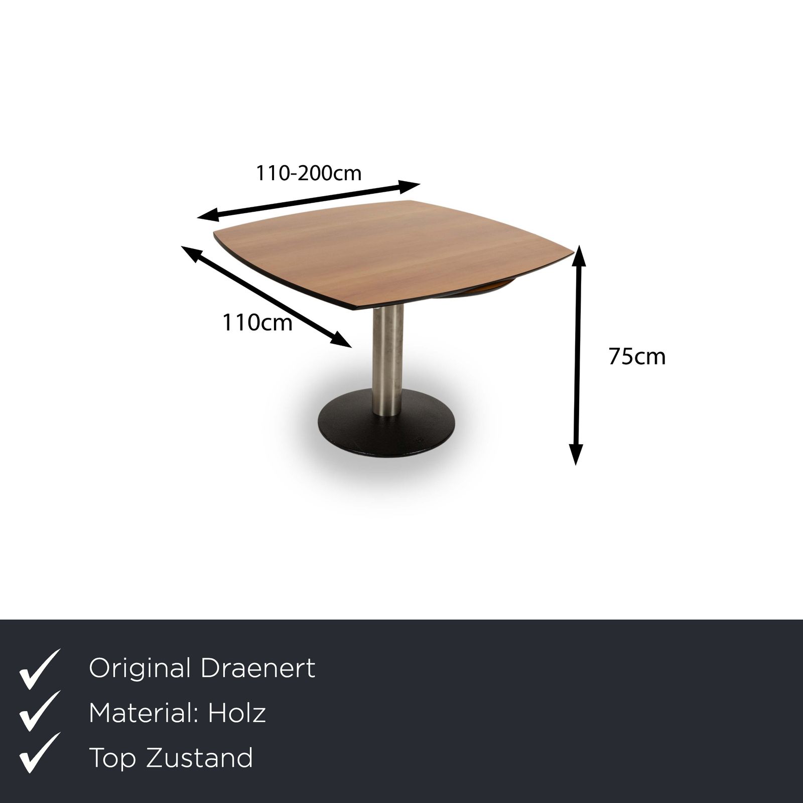 Draenert Titan III Wooden Dining Table Brown Extendable 110 X 200 Cm photo furniture