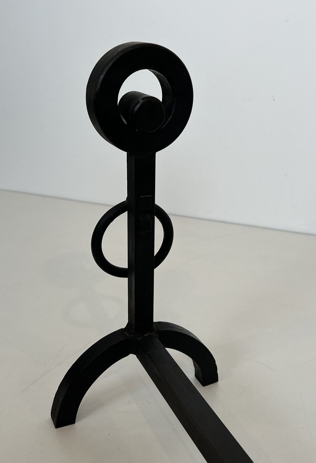 Pair Of Modernist Wrought Iron Andirons photo buy