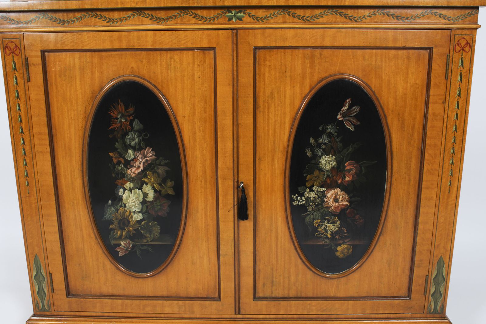 Furniture Vintage English Sheraton Revival Satin Wood Open Bookcase 20th C photo
