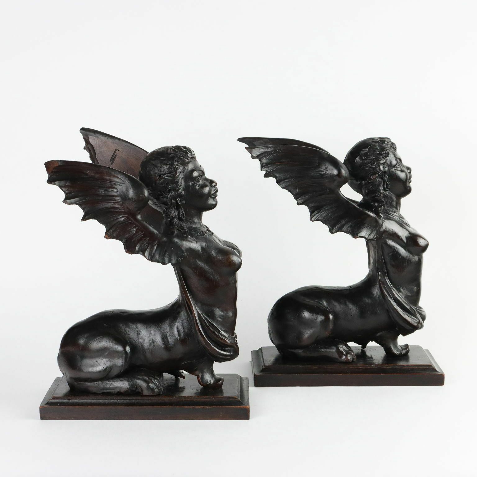 Antique Chimeras Carved Wood Italy Late XIX Century photo vinterior