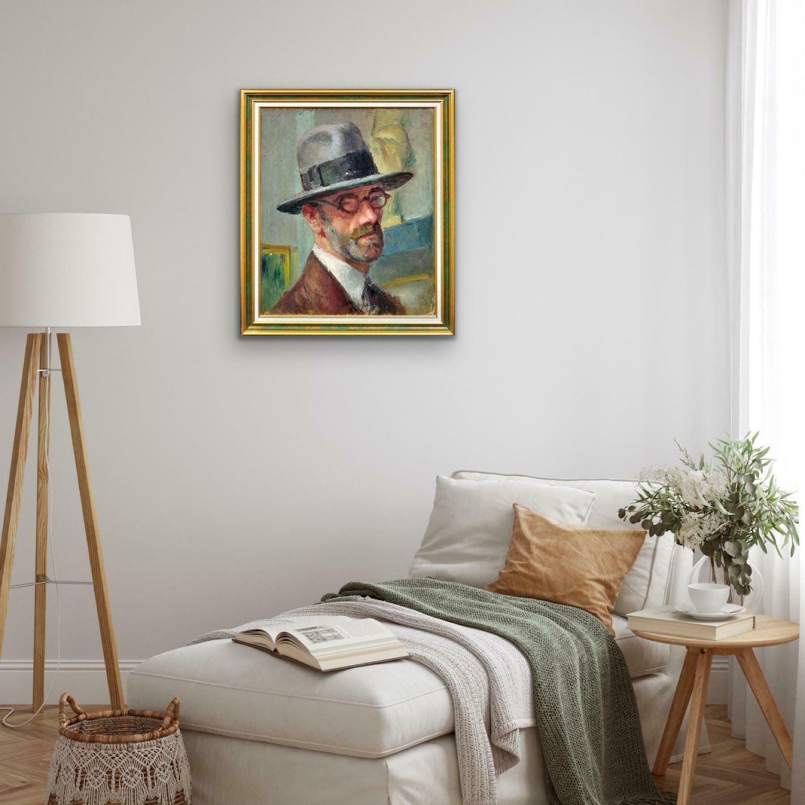 photo vinterior Edouard Julien 1883 To 1966. French. Self Portrait Of & By The Curator Of The Toulouse Lautrec Museum. Albi, France, 1932. Framed Oil Painting.