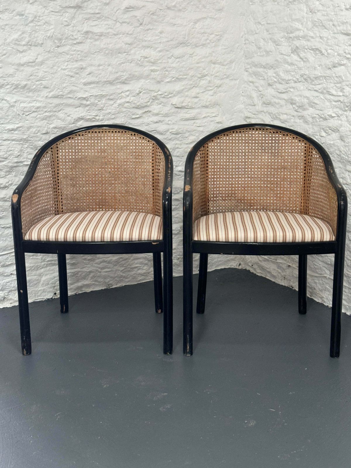 Pair Of Decorative Wood And Bamboo Armchairs