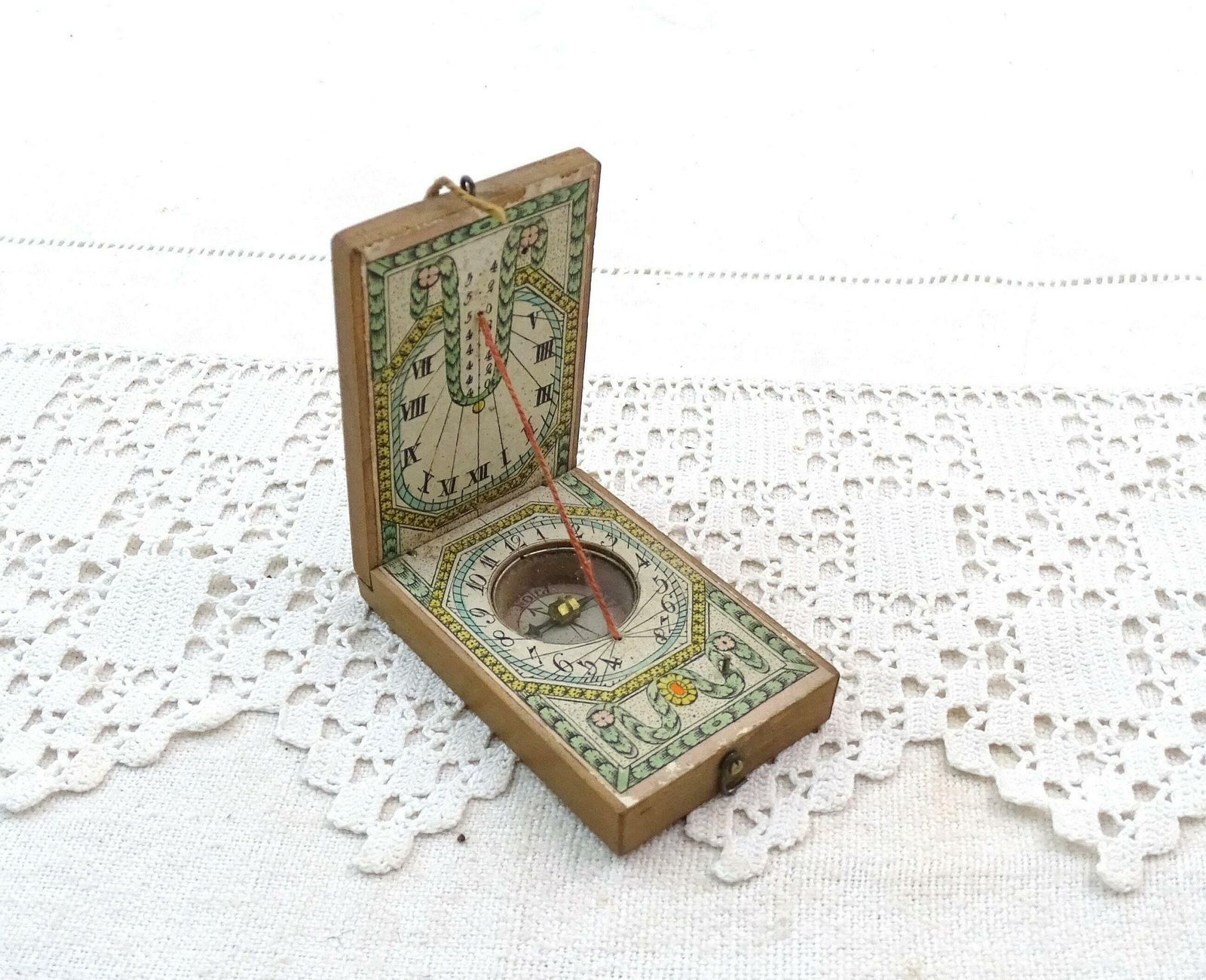 Antique 1790s Rare Diptych Sundial / Compass From Germany By Johann Georg Kleininger Nuremberg, 18th Century Scientific Measuring Tool