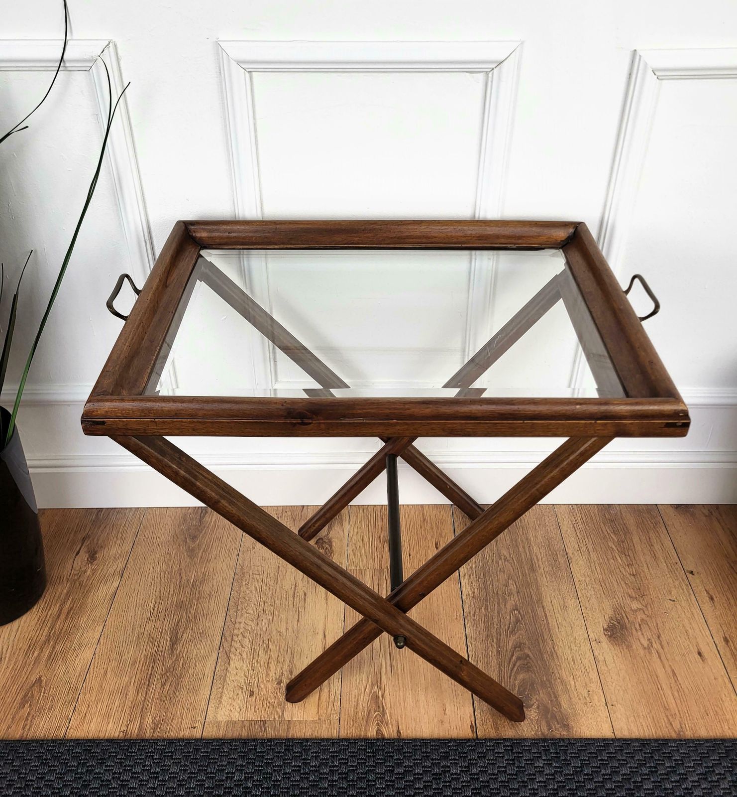 Italian Wooden Folding Serving Table Butlers Tray Stand Dry Bar photo vinterior