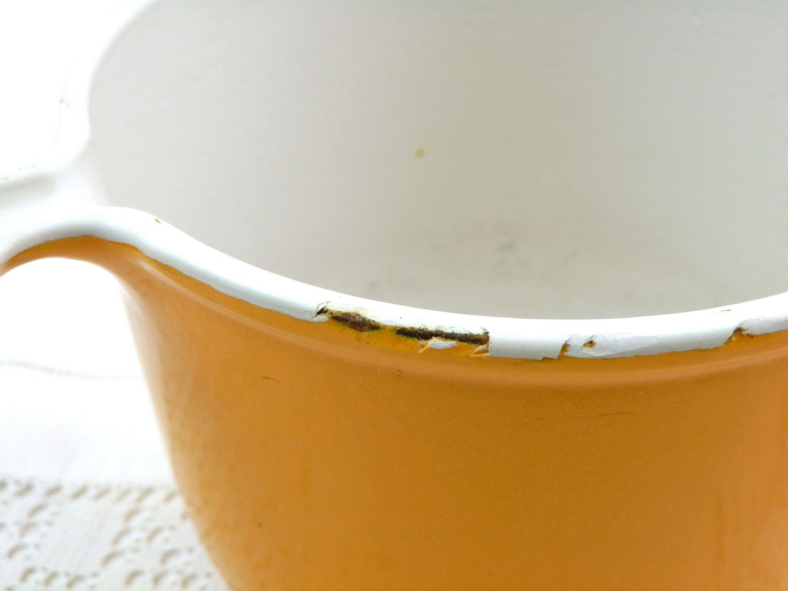 photo furniture Vintage 1970s French Le Creuset Orange Cast Iron Enamelware Fondue Pan By Italian Designer Enzo Mari, Retro Kitchenware From France