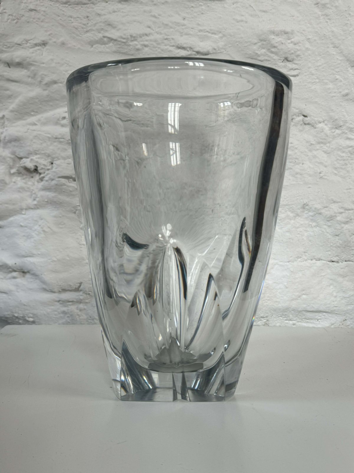 Heavy Art Glass Vase, Clear, French, Mid Century photo Home Decor