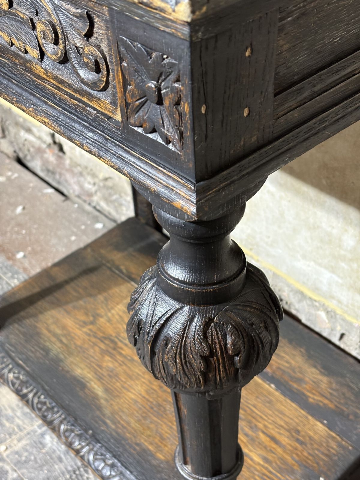 Jacobean Flemish Oak Table Ebonised And Polished Finish photo vintage