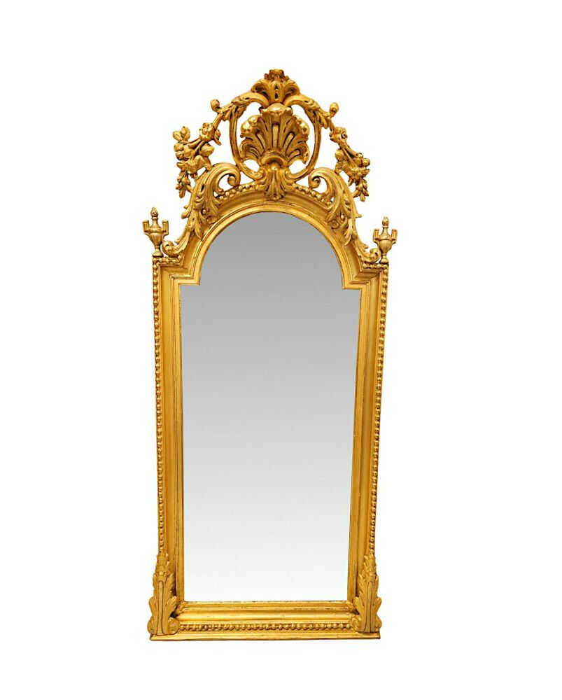 A Rare 19th Century Giltwood Pier Or Hall Mirror With Large Shell Cartouche