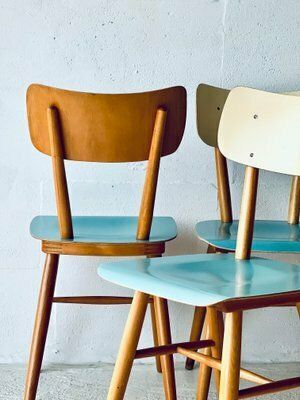 photo vintage Eetkamerstoelen Van Ton, Ca. Jaren 1960, Set Van 4