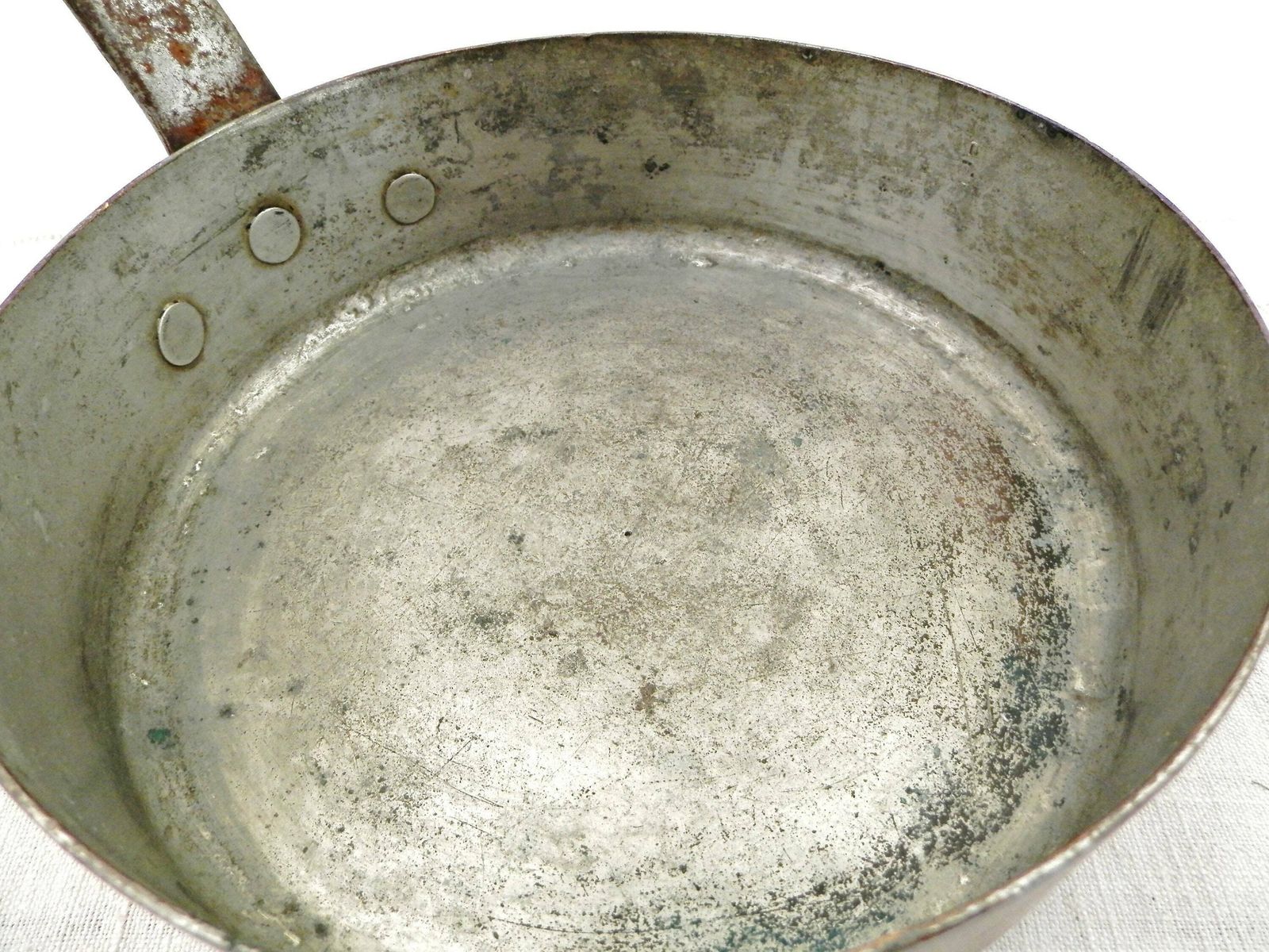 Antique French Saute Pan Copper And Tin Lined Cast Iron Handle, Retro Old Chefs Cooking Fry Pan From France, Shabby Chateau Kitchen Cooking photo 79.0