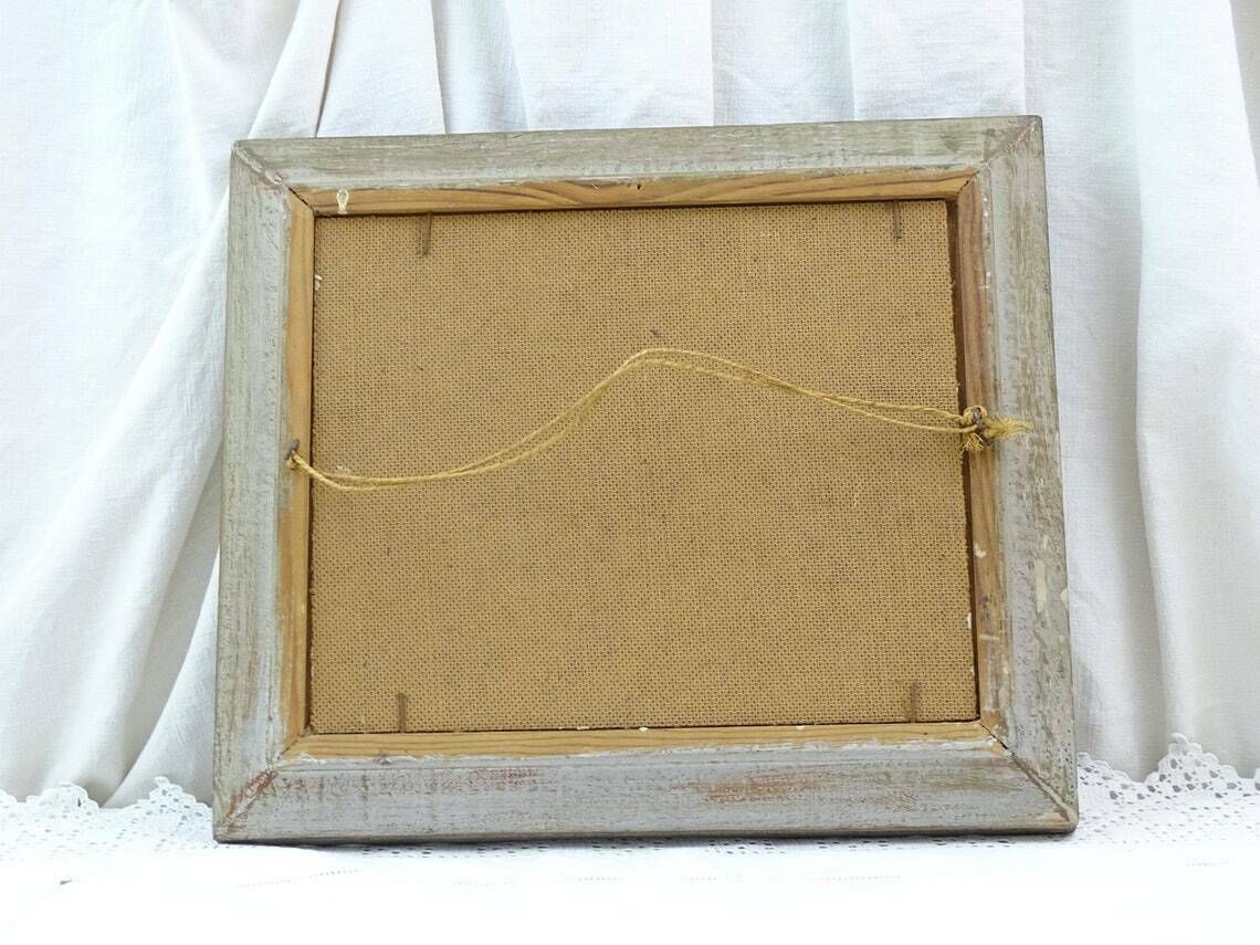 Vintage Met De Hand Geschilderd Ingelijst Olieverfschilderij – Molen In Landschap – Retro Jaren 1950 – Mid Century Wanddecoratie Met Houten Lijst photo for sale