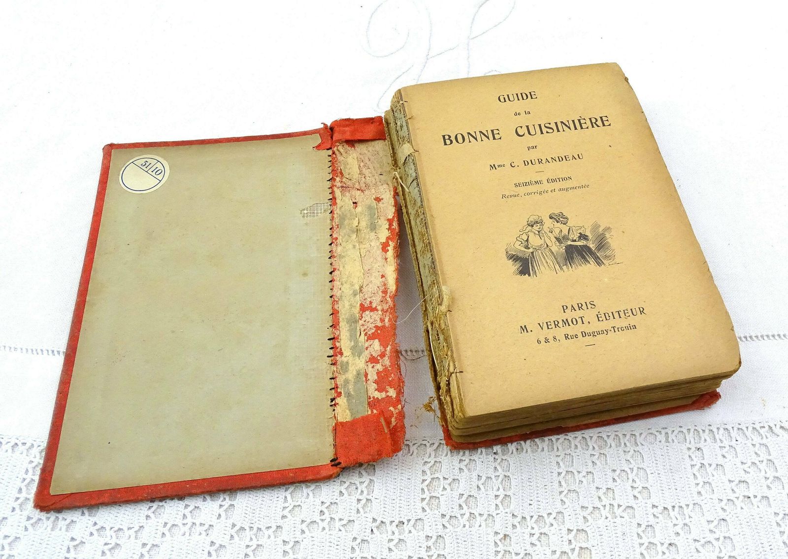 Antique French Well Used Cookbook Guide De La Bonne Cusiniere, Written In French, Vintage Cuisine Cooking From Paris France, Old Recipes photo furniture