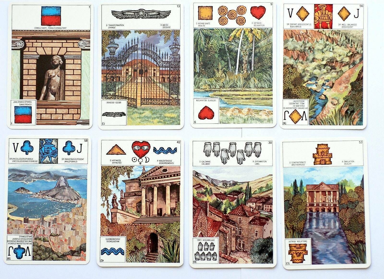 Jeu de cartes divinatoires vintage Oracle Alma Bose, par Grimaud France, imprimé en 1982, non ouvert - lecture de cartes rétro photo for sale