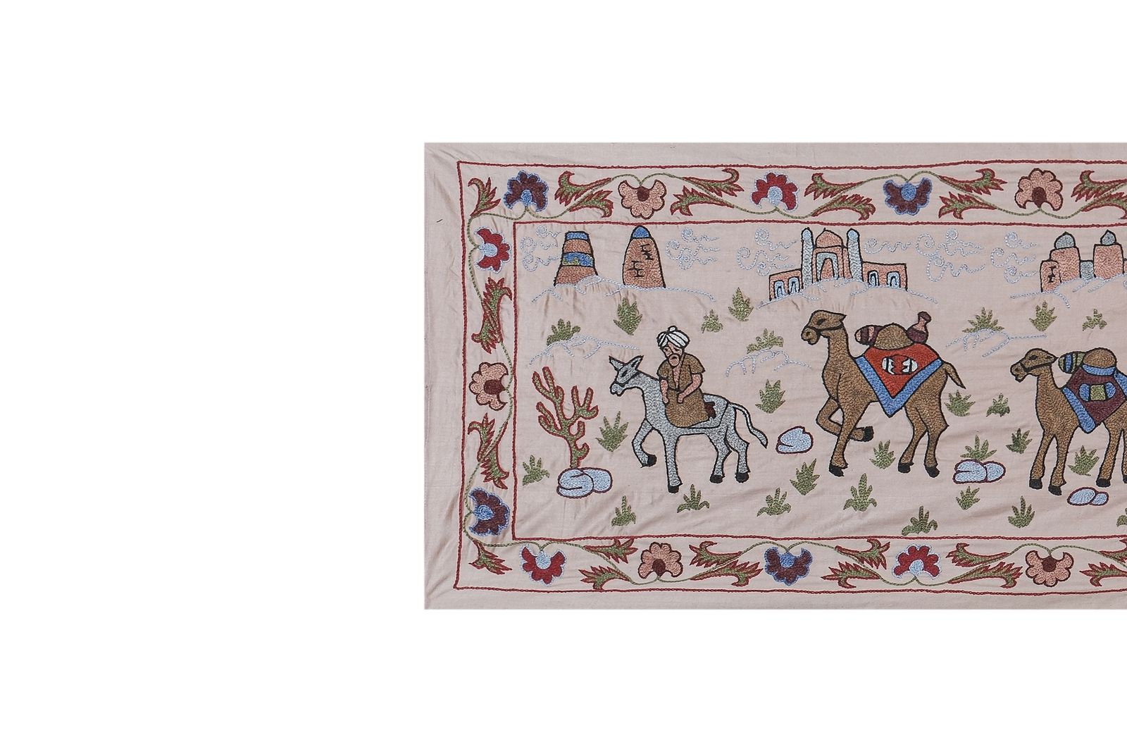 Tashkent Suzani Animal Silk Tablecloth Case Made From A 19th Century Textile, Uzbek Wall Hanging Decor   Silk Camel Runner photo buy