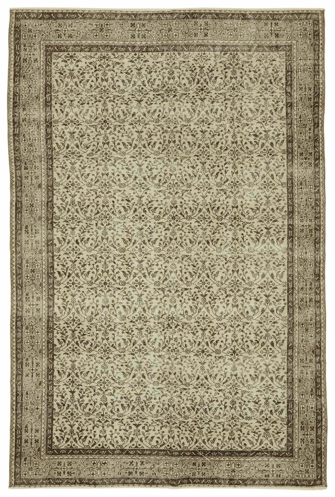 Handmade Beige Turkish Vintage Area Rug 200 Cm X 304 Cm