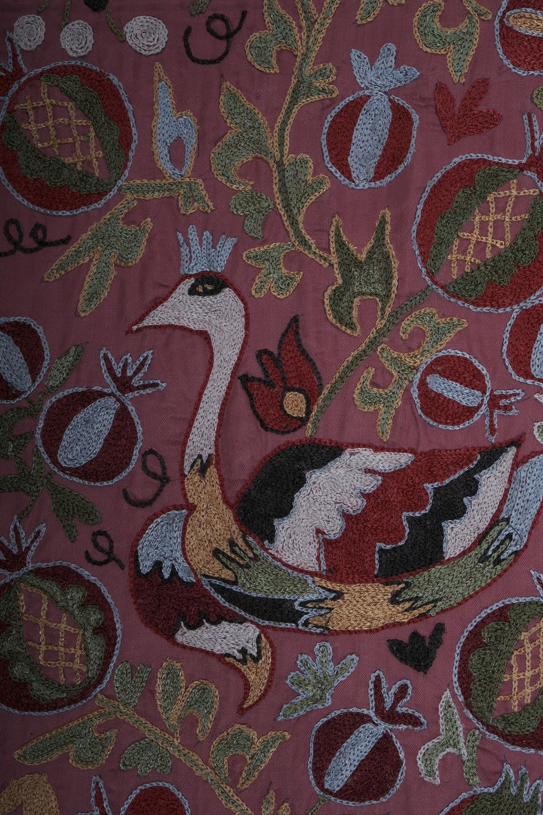 Handmade Pink Suzani Wall Hanging   Embroidered Floral And Bird Design Wall Decor 1'8'' X 6'1'' photo Textiles