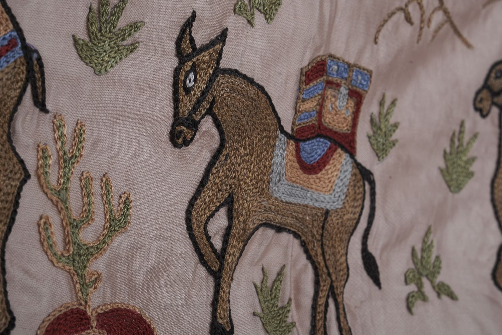 Boho Suzani Wall Hanging   Handmade Embroidery Featuring Camels And Desert Scenery 1'8'' X 6'2'' photo buy