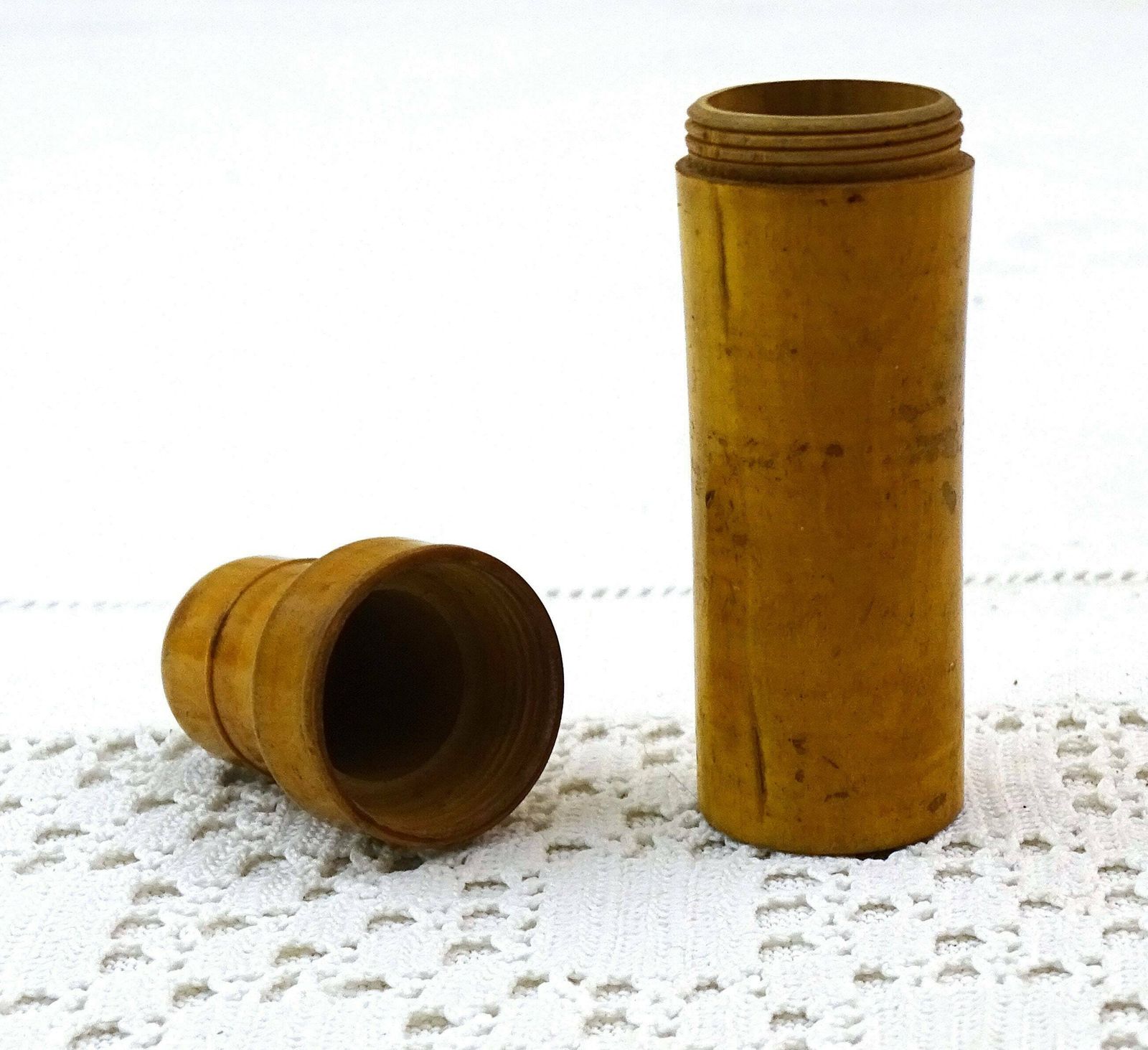 Antique French Turned Wooden Treen Small Bottle Holder, Vintage Victorian Perfume Bottle Case Made Of Wood From France, Retro Curio Box photo for sale
