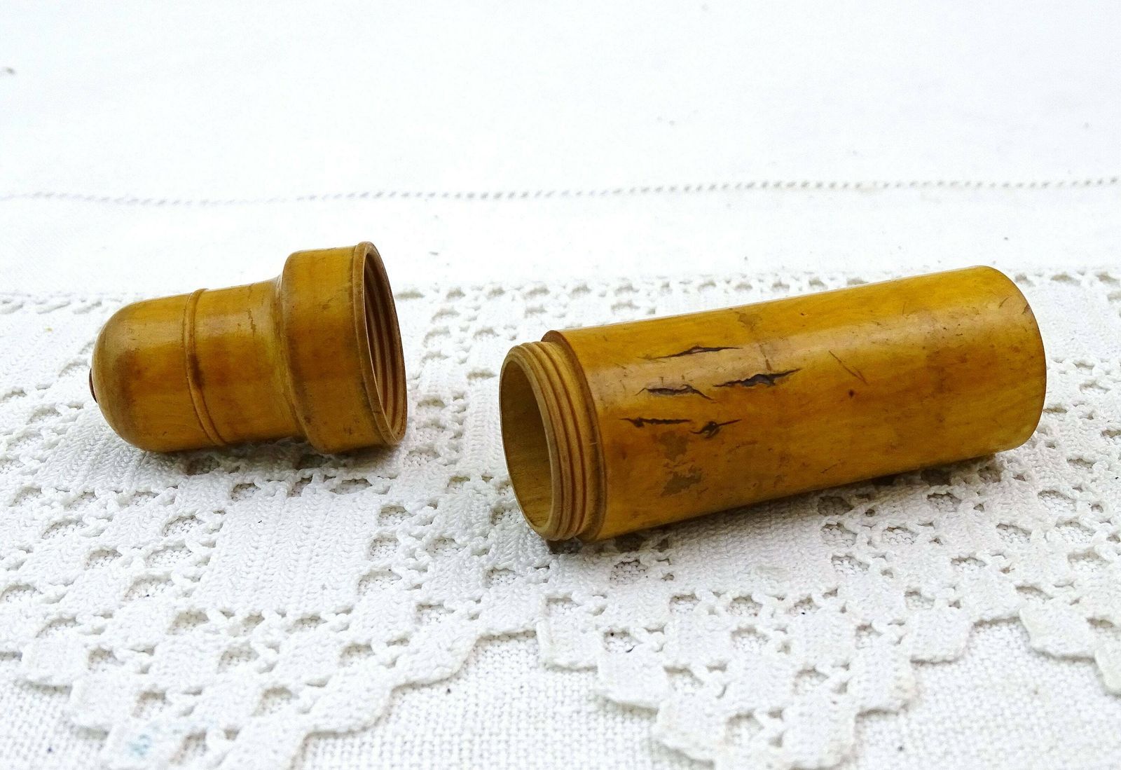 Antique French Turned Wooden Treen Small Bottle Holder, Vintage Victorian Perfume Bottle Case Made Of Wood From France, Retro Curio Box photo 62.0