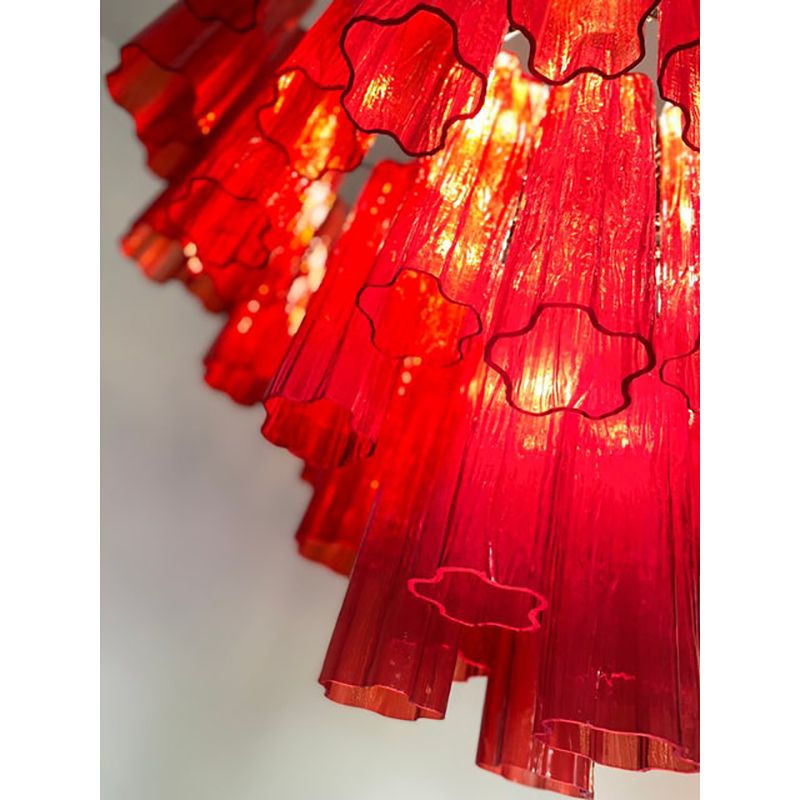 Red "Campari" Colour Chandelier In Murano Style Glass photo for sale