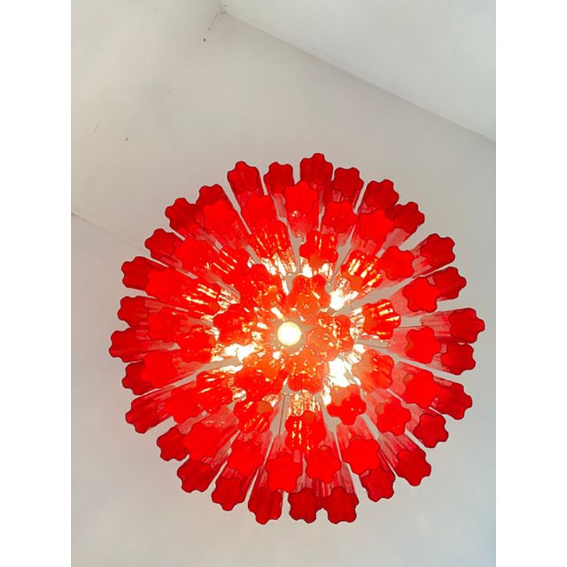Red "Campari" Colour Chandelier In Murano Style Glass photo Lighting