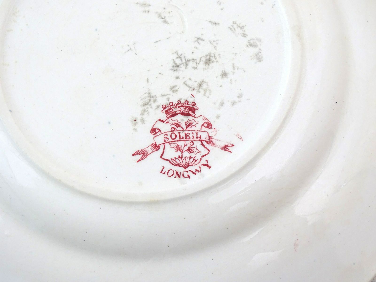 Set Of 2 Antique French Round Plates With Pink Flower And Insect Pattern By Longwy Soleil Range, Vintage Ceramic Wall Decor From France photo 68.0