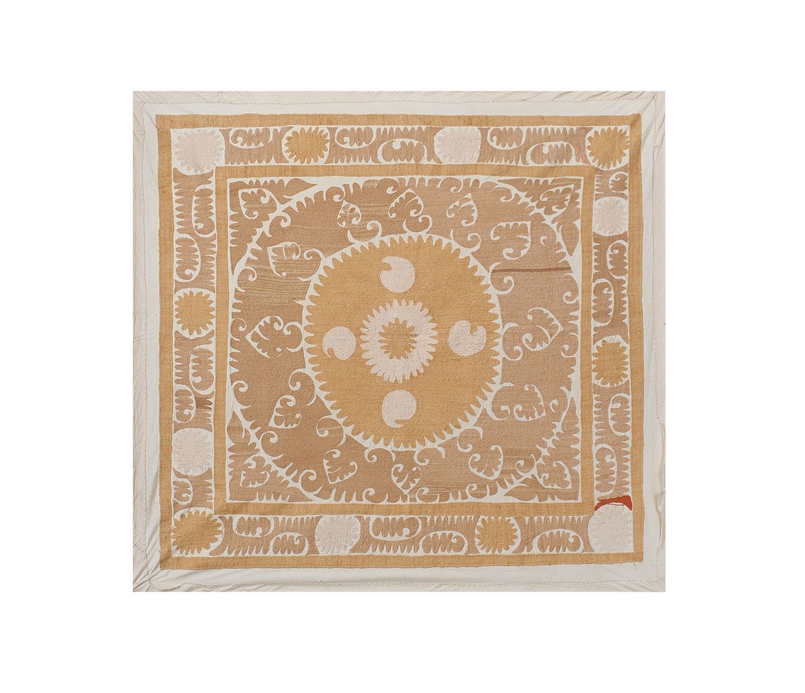 Decorative Hand Embroidery Uzbek Suzani Wall Hanging, Vintage Tapestry 4'3'' X 4'5''