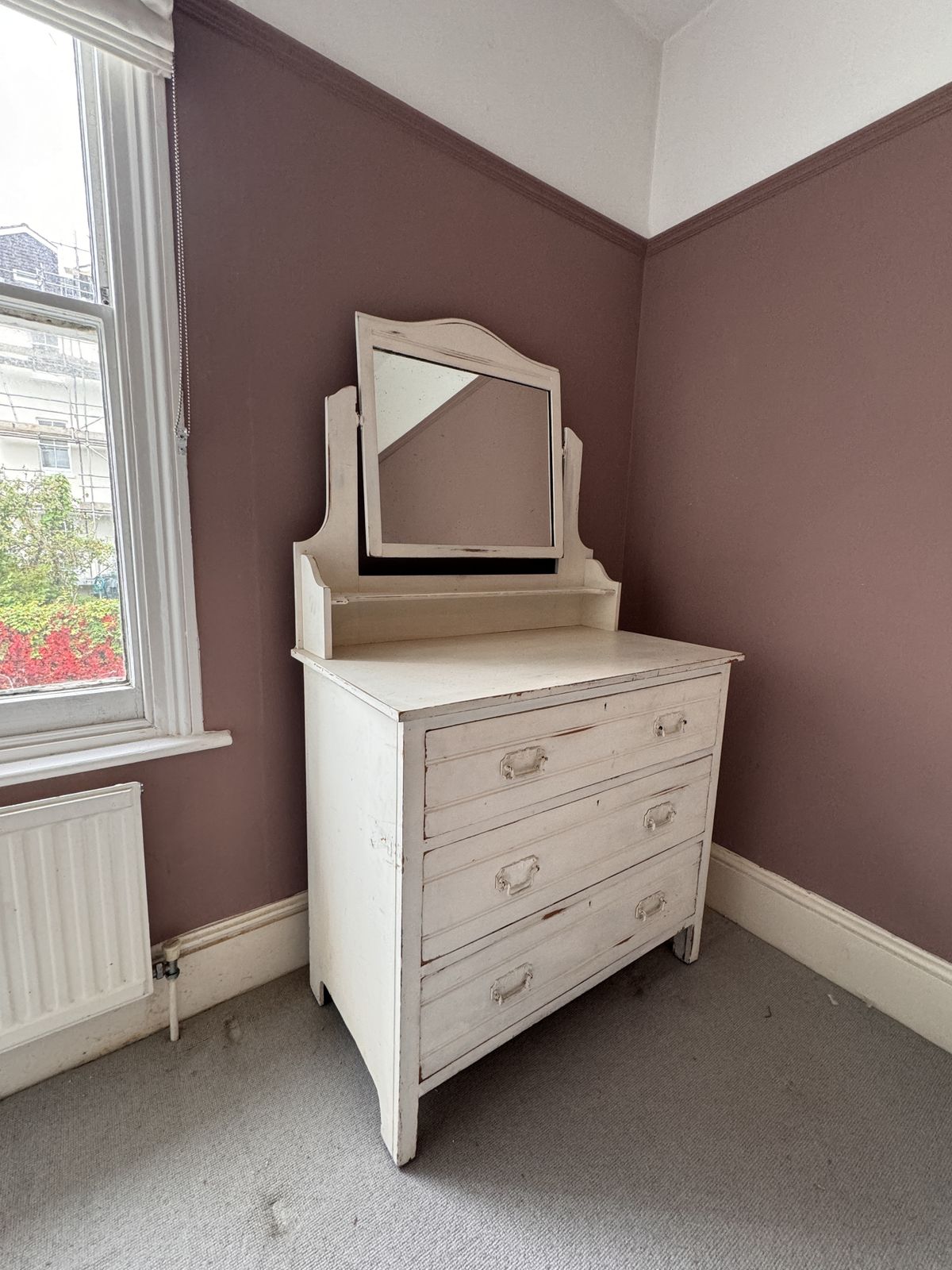Shabby Chic Chests Of Drawers   3 Deep Drawers & Vanity Mirror photo Furniture