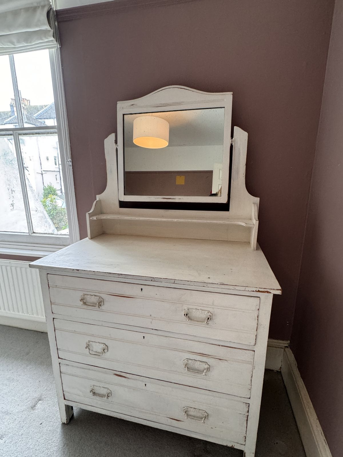 Shabby Chic Chests Of Drawers   3 Deep Drawers & Vanity Mirror photo 120.0