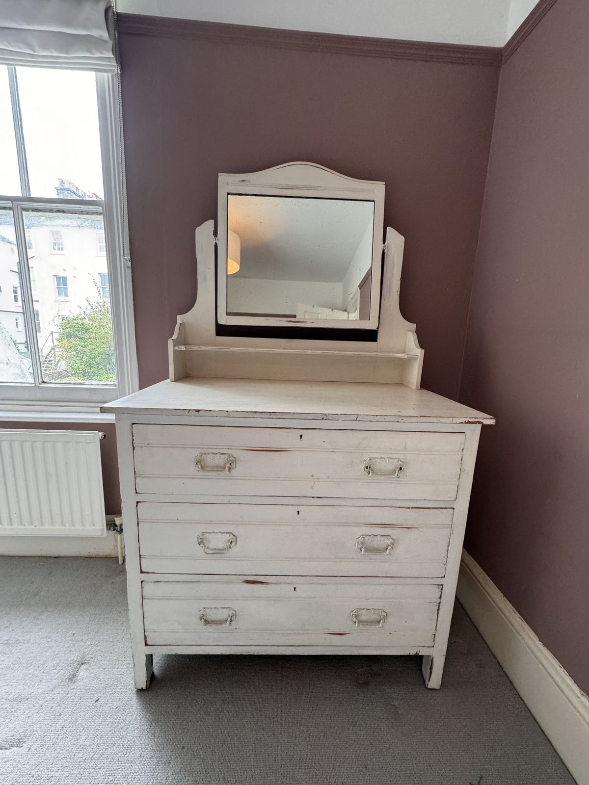 Shabby Chic Chests Of Drawers   3 Deep Drawers & Vanity Mirror photo buy