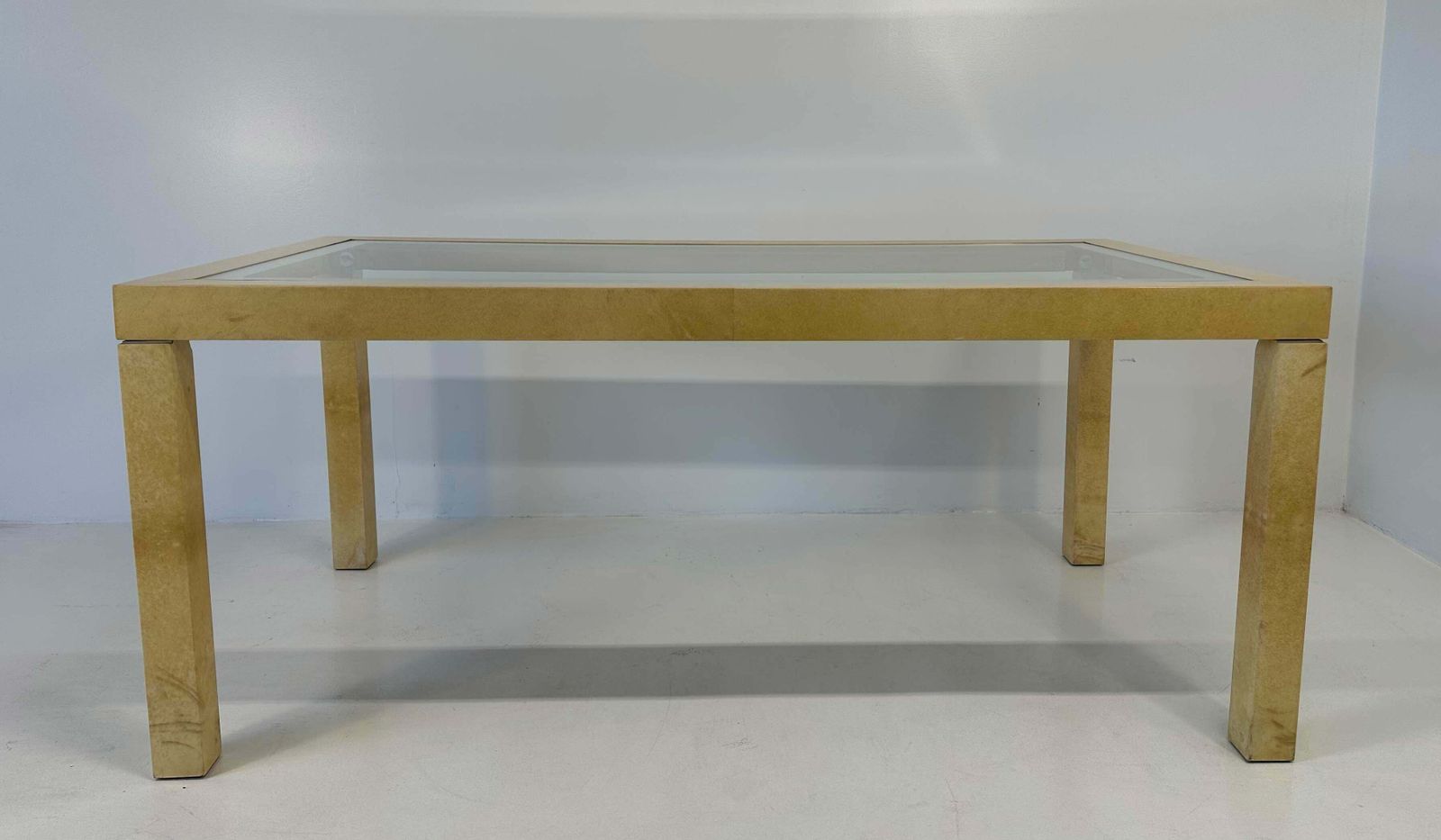Italian Parchment And Glass Table, Attr. Aldo Tura, 1970s photo furniture