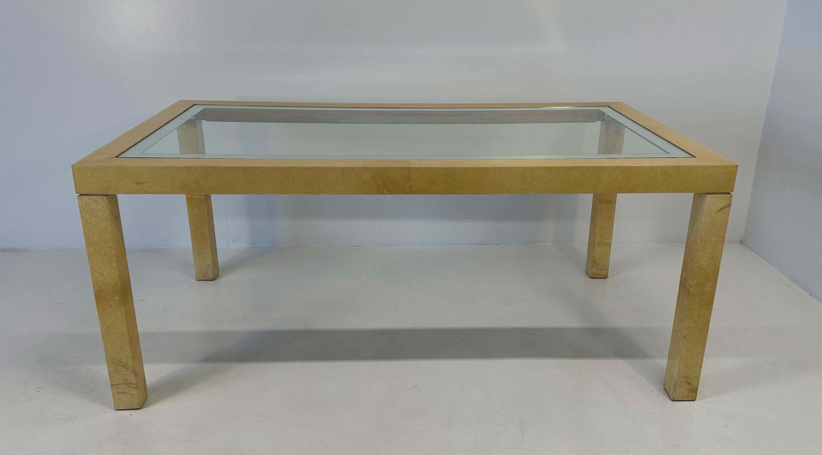 Italian Parchment And Glass Table, Attr. Aldo Tura, 1970s photo for sale