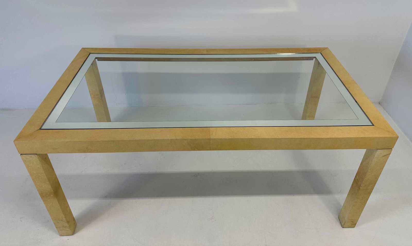 Italian Parchment And Glass Table, Attr. Aldo Tura, 1970s photo 4991.0