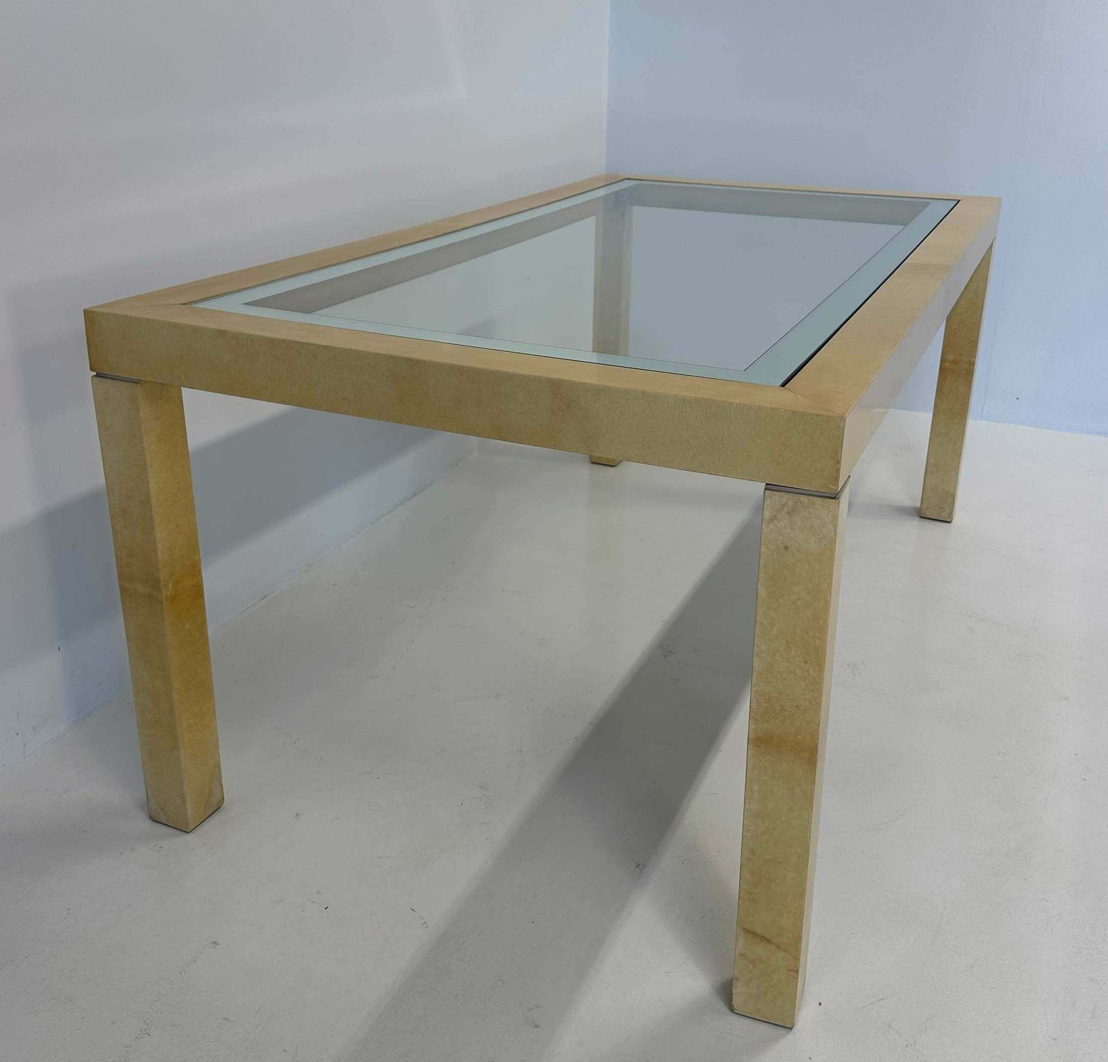 photo furniture Italian Parchment And Glass Table, Attr. Aldo Tura, 1970s