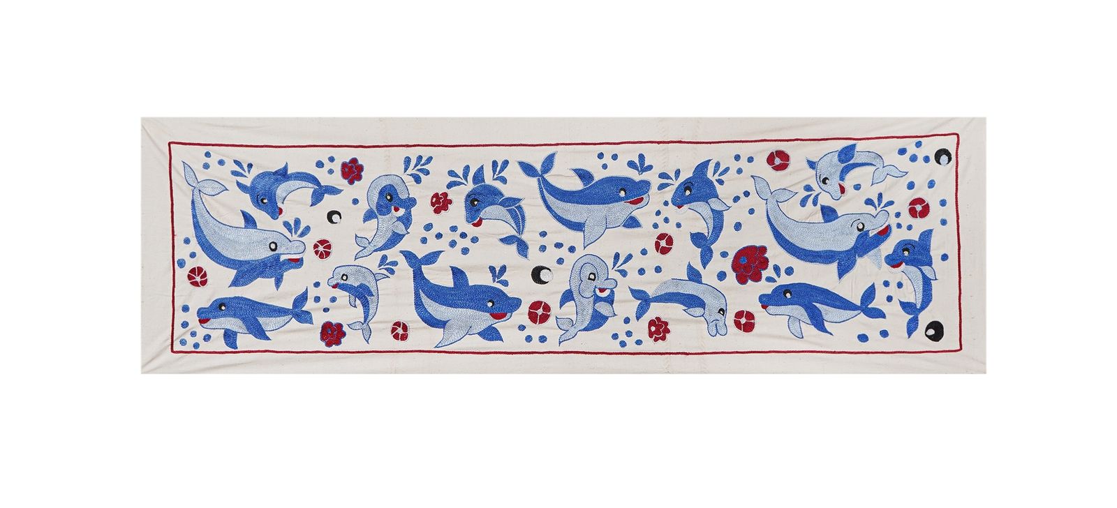 Suzani With Fish Design, Animal Pictorial Cotton On Cotton Suzani Wall Hanging Decor And  Runner 1'6'' X 4'6''