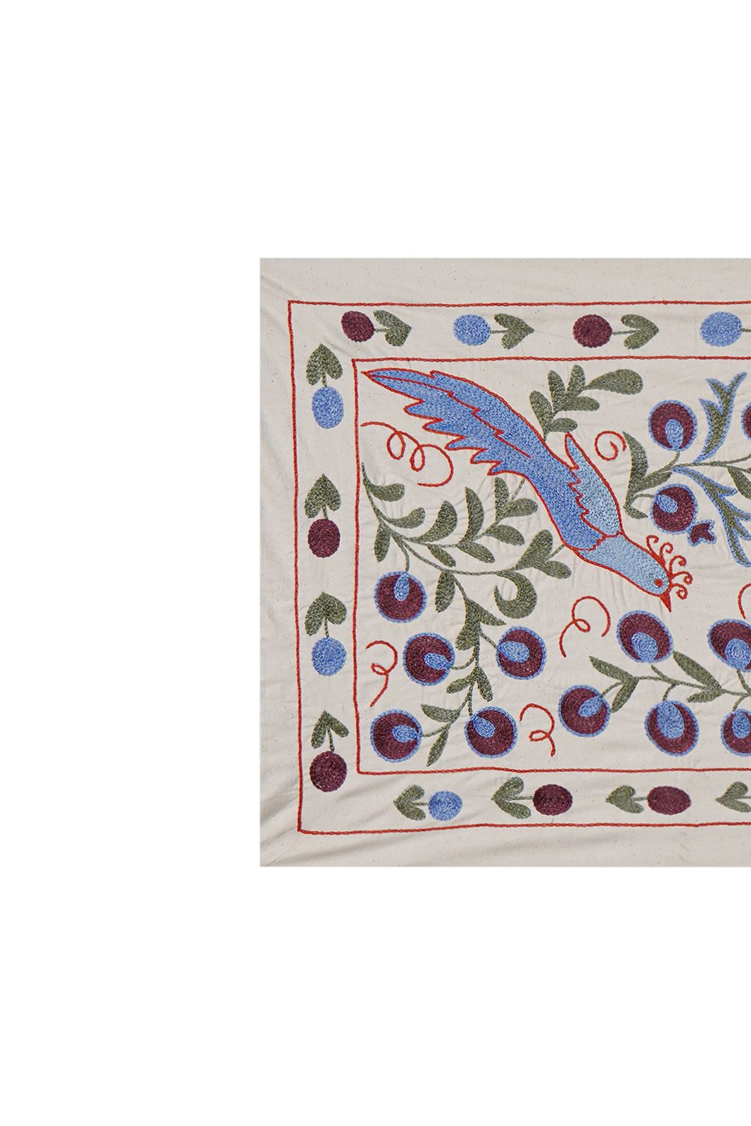 photo furniture Bohemian Embroidered Bird Design Cotton Fabric – Decorative Home Accent Piece 1'6'' X 3'1''