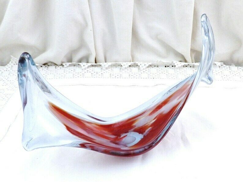 Vintage Mid Century Purple And Red Neodymium Alexandrite Art Glass Free Flowing Organic Table Sculpture / Bowl photo Art