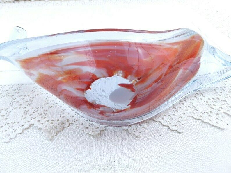 Vintage Mid Century Purple And Red Neodymium Alexandrite Art Glass Free Flowing Organic Table Sculpture / Bowl photo buy