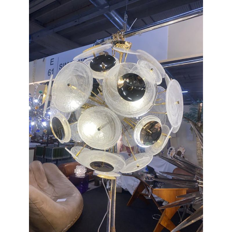 Contemporary Venied White “Alabastro" Murano Style Glass Sputnik Chandelier photo furniture
