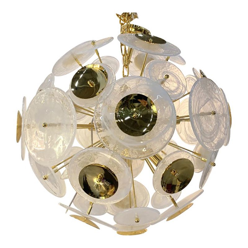 Contemporary Venied White “Alabastro" Murano Style Glass Sputnik Chandelier